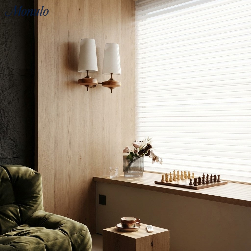 Retro Wandlamp met Stoffen Kap – Vintage Verlichting voor Slaapkamer | Sansoti