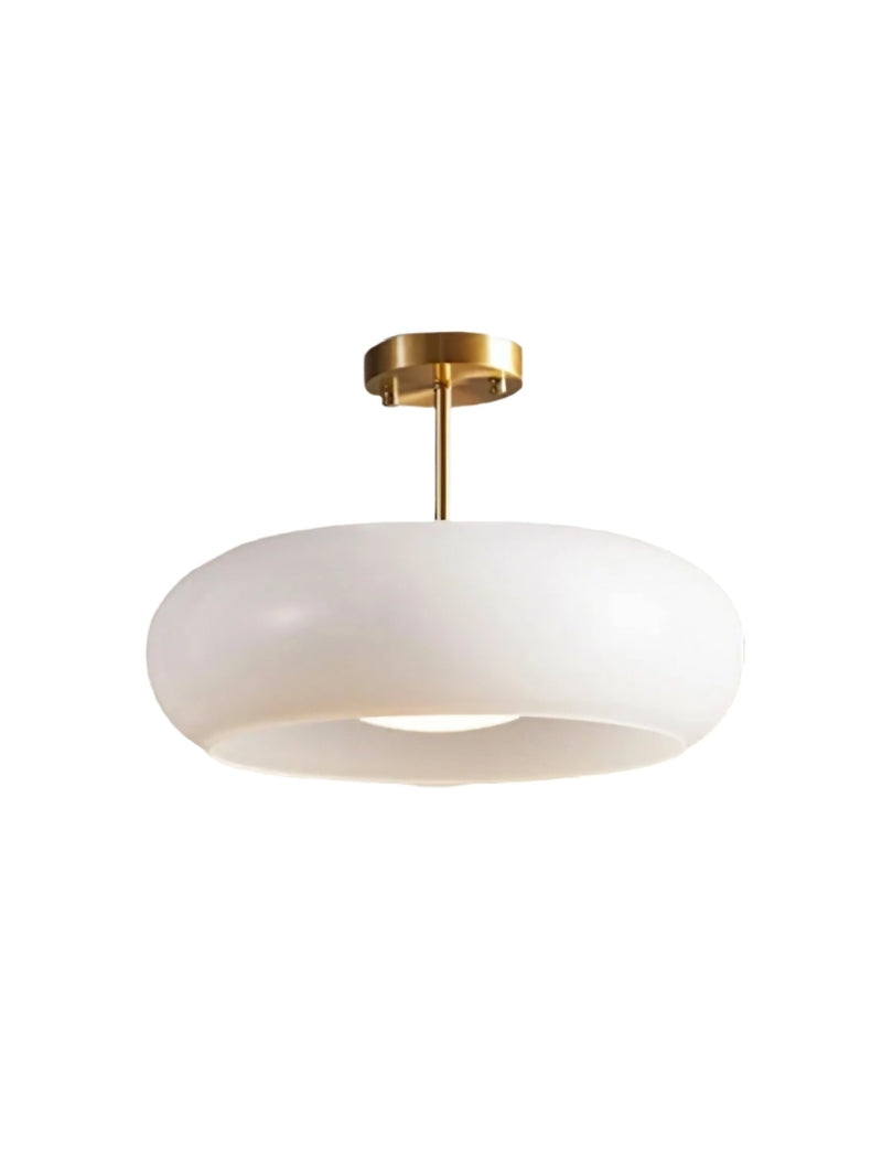 Plafondlamp Glazen Schijf Bauhaus Design Messing of Chroom Oranjegeel of Wit Glas Retro Stijlvolle Verlichting | Sansoti