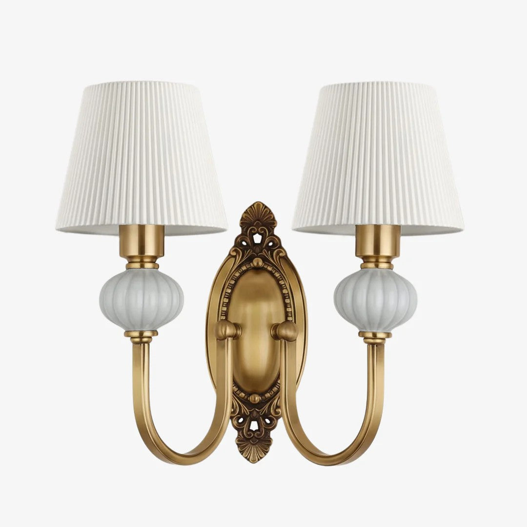 Keramische wandlamp met stoffen kap - 1 of 2 lichtpunten - E27 - diverse kleuren & stijlen | Sansoti