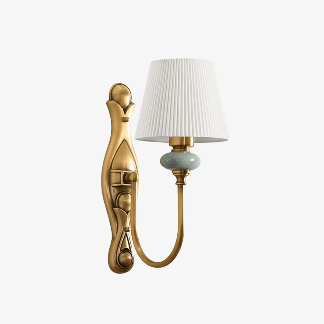 Keramische wandlamp met stoffen kap - 1 of 2 lichtpunten - E27 - diverse kleuren & stijlen | Sansoti