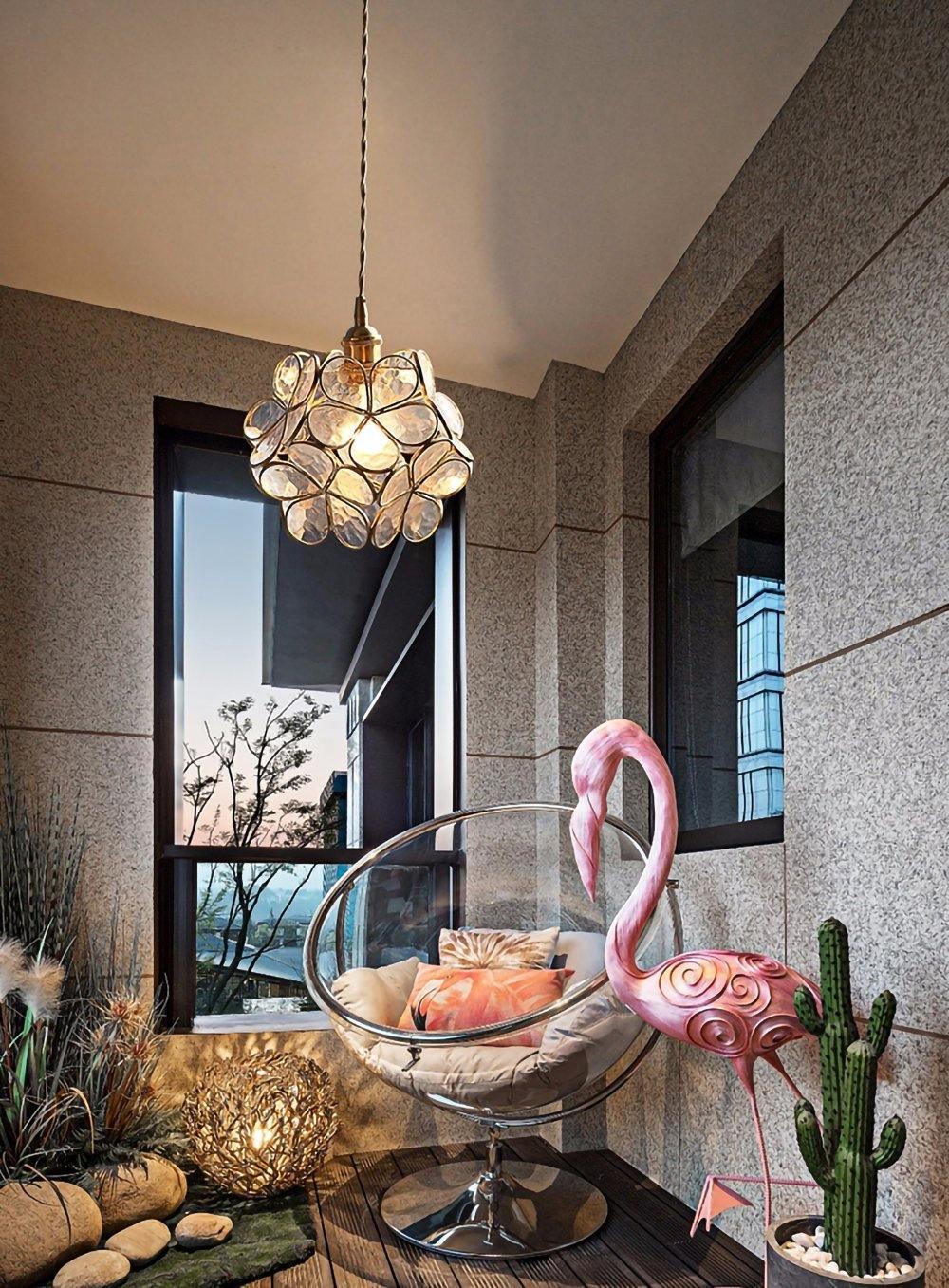 Glazen Bloembladlamp Hanglamp Messing Fitting Handgeblazen Glas Ø20cm Vijf Kleuren E26/E27 Pendelverlichting | Sansoti