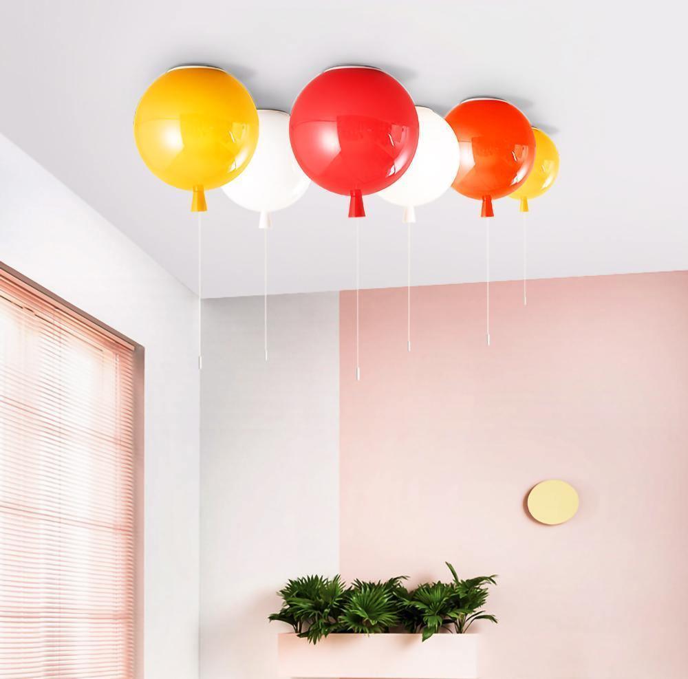 Ballonlampe Deckenleuchte Kunststoff Weiß Blau Rosa Orange Kinderzimmer Wohnzimmer Ø25 Ø30 Ø35cm Hängelampe Verspielter Zugschnur | Restfield