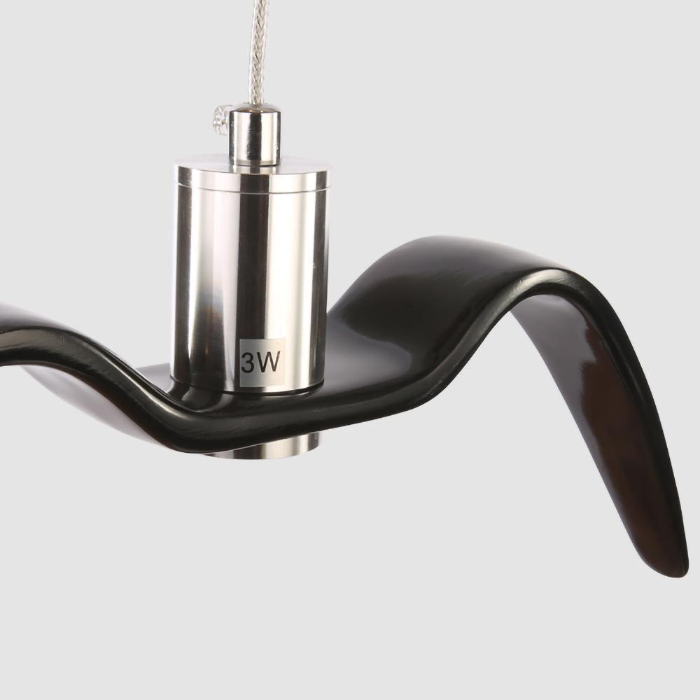 Suspension LED Design Oiseau Résine Aluminium Blanc Noir 3000K 4000K 6000K Salon Suspension Minimaliste Organique Plafonnier | Restfield