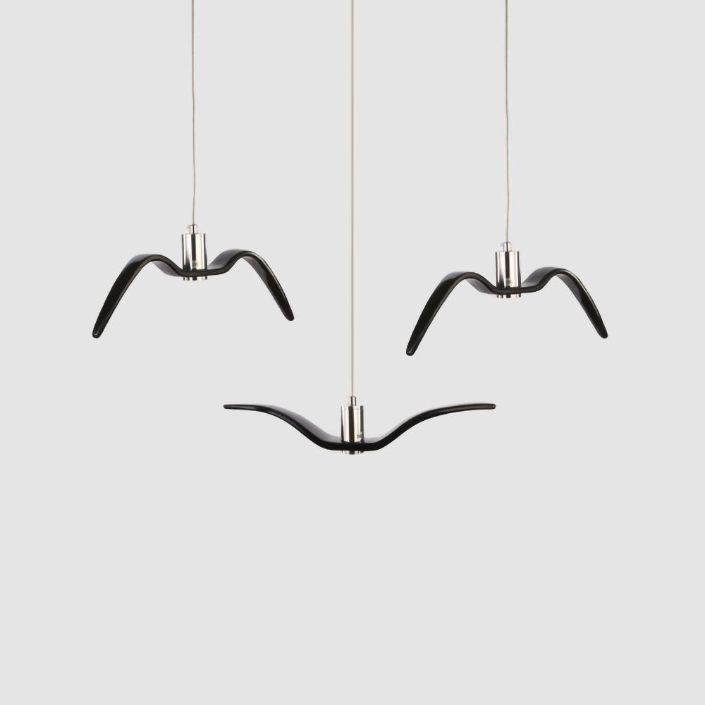 Suspension LED Design Oiseau Résine Aluminium Blanc Noir 3000K 4000K 6000K Salon Suspension Minimaliste Organique Plafonnier | Restfield