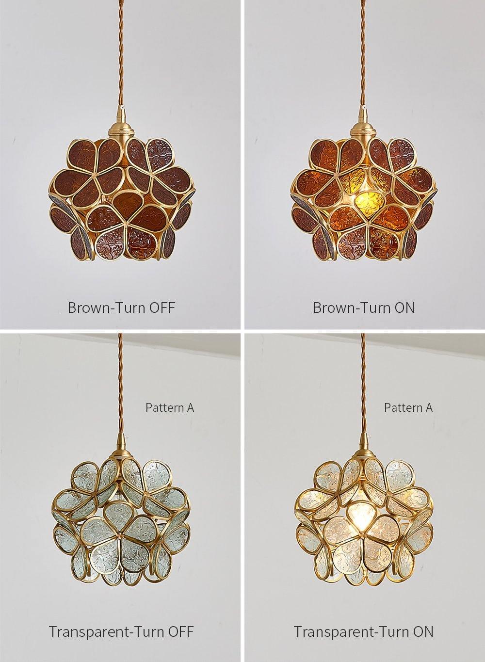 Glazen Bloembladlamp Hanglamp Messing Fitting Handgeblazen Glas Ø20cm Vijf Kleuren E26/E27 Pendelverlichting | Sansoti