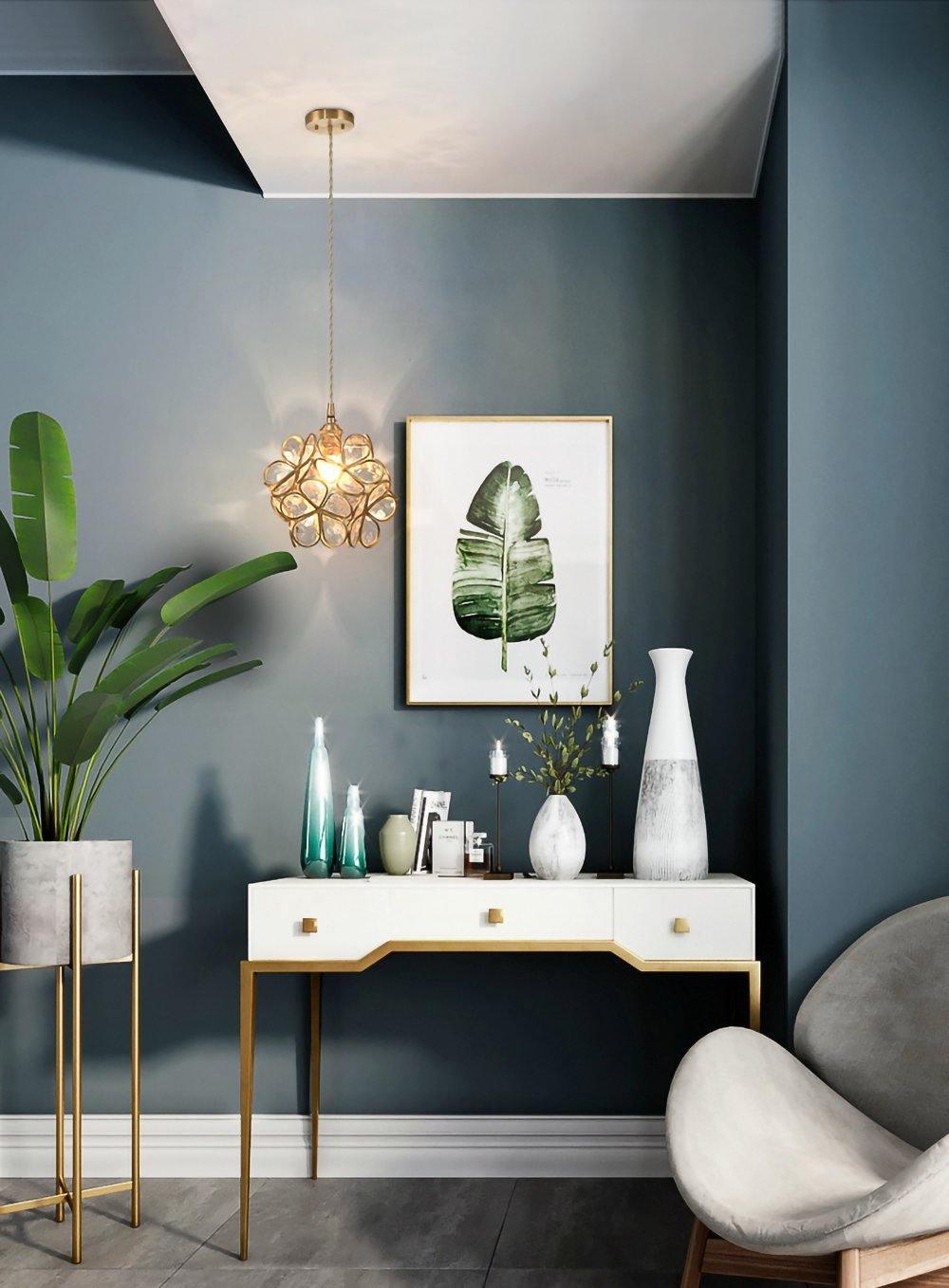 Glazen Bloembladlamp Hanglamp Messing Fitting Handgeblazen Glas Ø20cm Vijf Kleuren E26/E27 Pendelverlichting | Sansoti