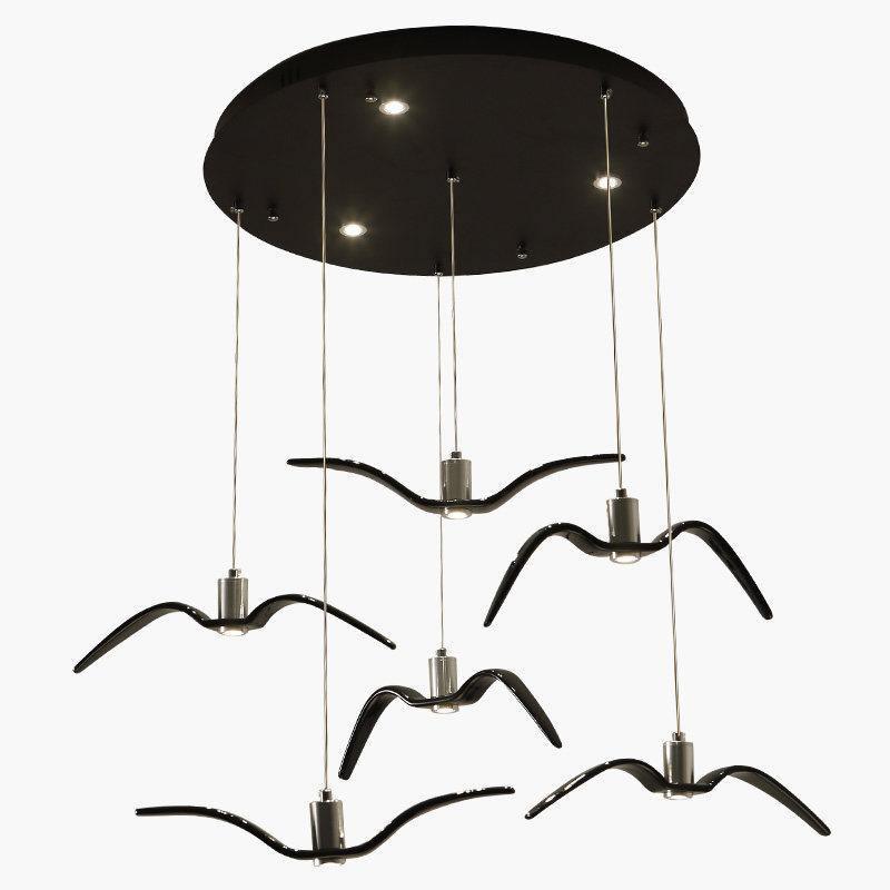 Suspension LED Design Oiseau Résine Aluminium Blanc Noir 3000K 4000K 6000K Salon Suspension Minimaliste Organique Plafonnier | Restfield