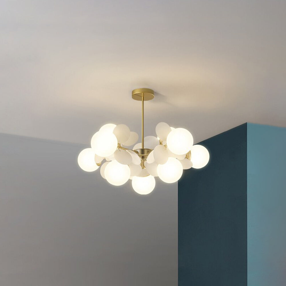 Glas-Kronleuchter mit Acryl-G9-LED-Blütenzweigen, dimmbar, drei Farben, Wohnzimmer, Esszimmer, Deckenbeleuchtung | Sansoti