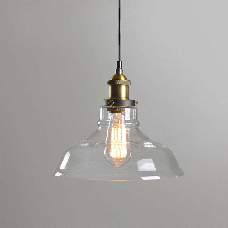 Industriële Glazen Hanglamp Metaal E27 Verstelbaar Snoer Transparant Amber Rookgrijs Binnenverlichting | Sansoti