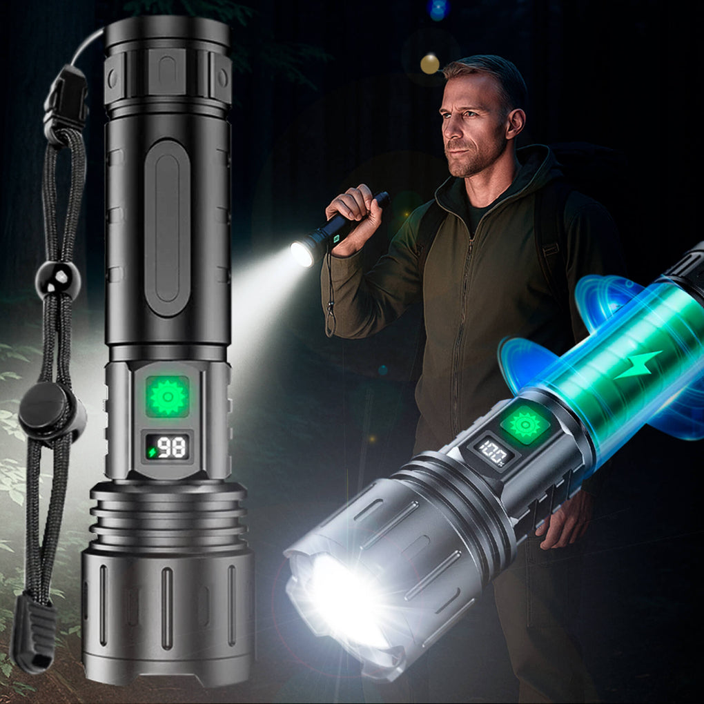 Oplaadbare LED Zaklamp 100000 Lumen Aluminium IPX6 Waterdicht voor Outdoor Camping Wandelen Noodsituaties | Sansoti
