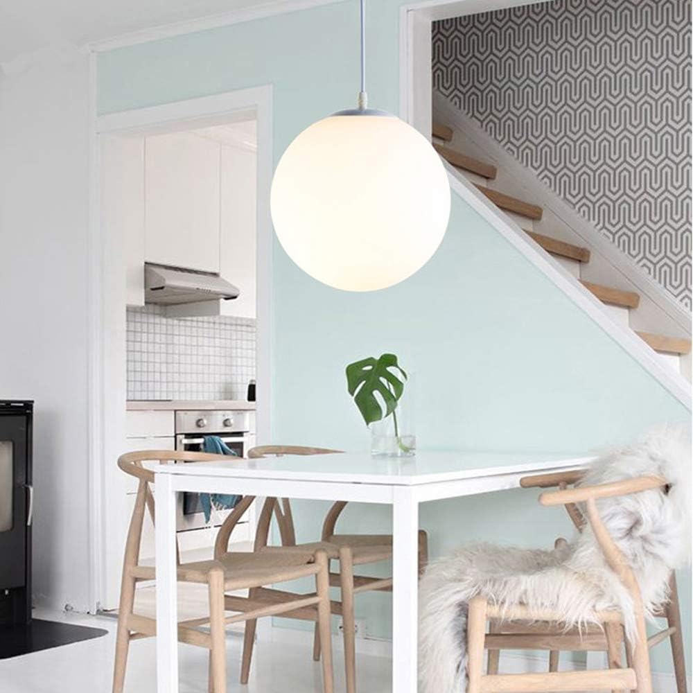 Hanglamp Glas Bol E27 Wit Eettafel Keuken Woonkamer Moderne Verlichting Ronde Hanglamp Minimalistisch Interieur | Sansoti