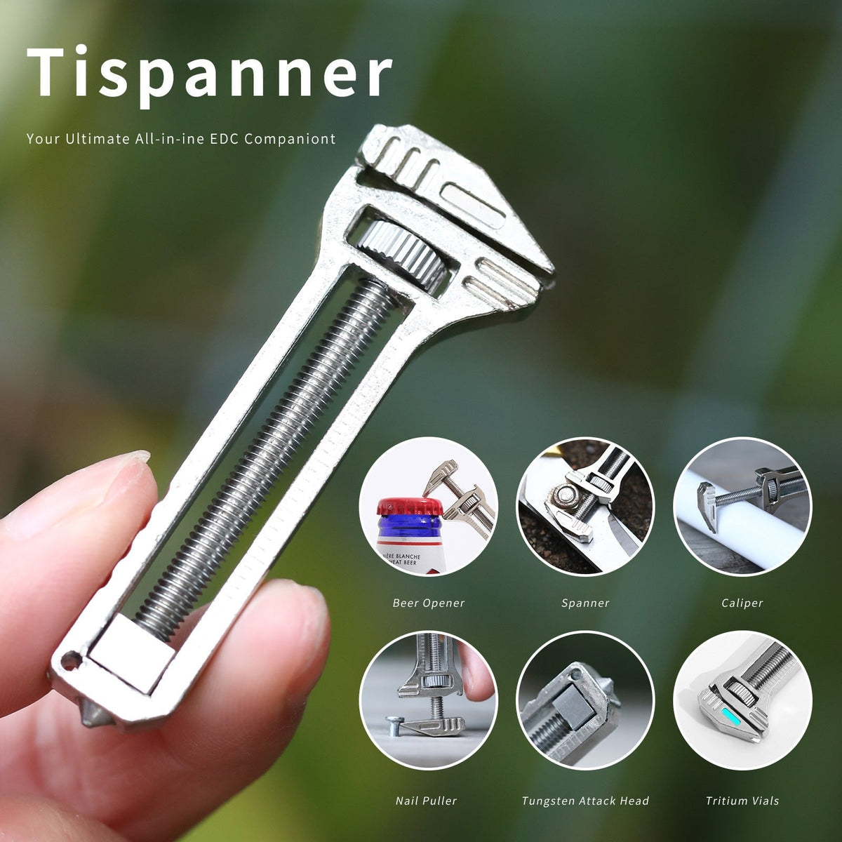 Multifunctional Compact Wrench with Integrated Bottle Opener and Measuring Scale for DIY, Camping and Outdoor Use | Sansoti