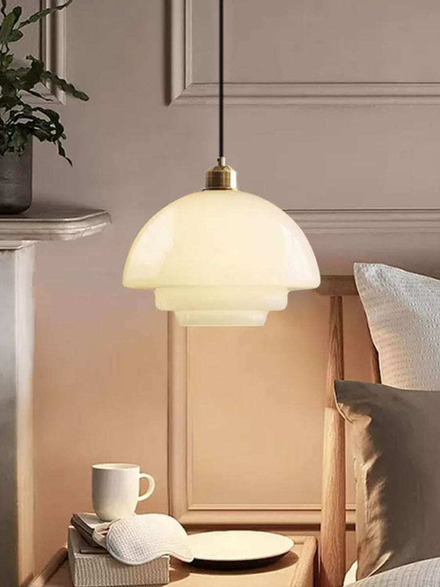 Glazen Hanglamp met Gelaagd Design – Melkwit Matglas voor Eetkamer en Woonkamer | Sansoti
