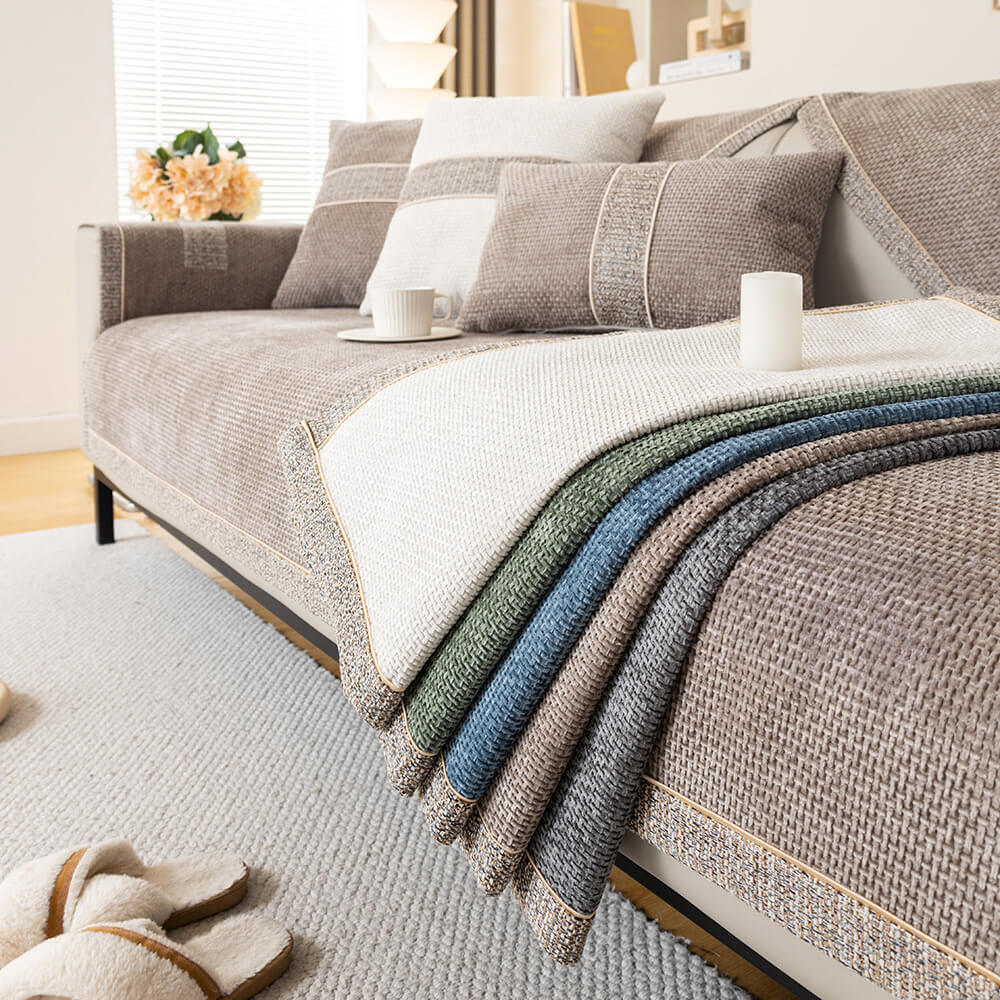 Geweven Chenille Bankhoes met Antislip Tweed Textuur voor Optimale Bescherming van Meubels Bank Sofa | Sansoti
