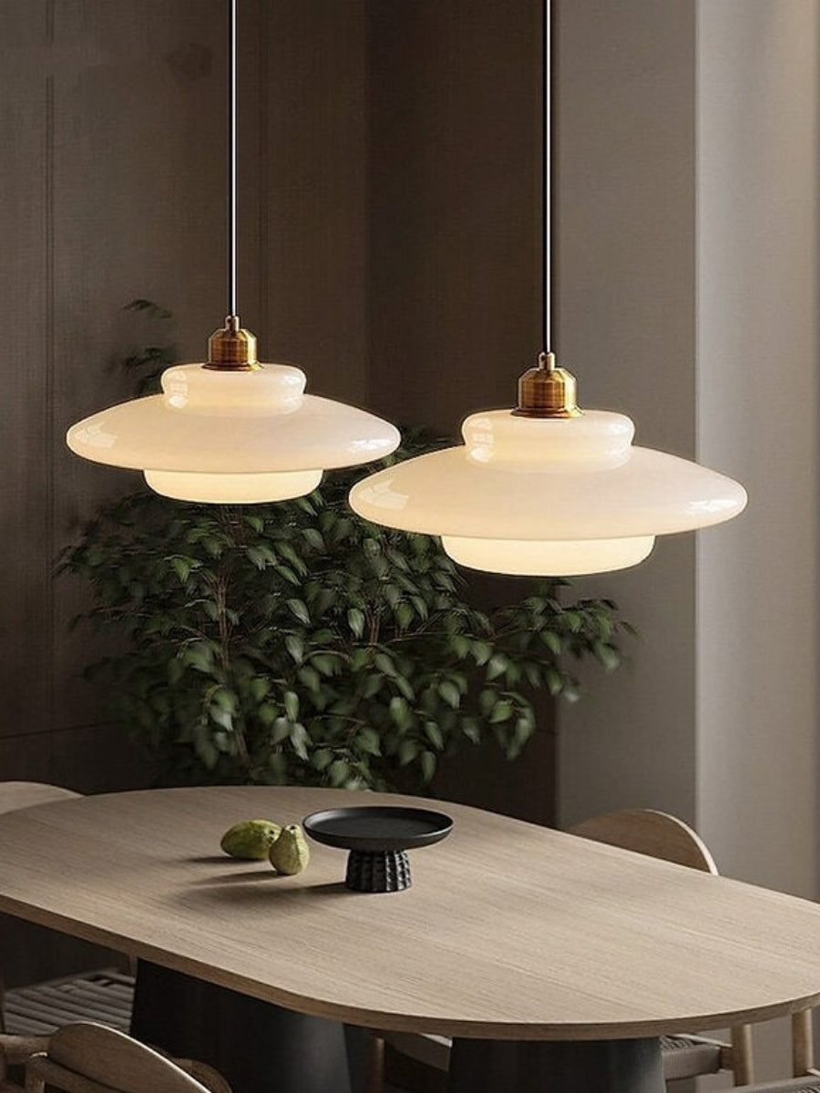 Glazen Hanglamp met Gelaagd Design – Melkwit Matglas voor Eetkamer en Woonkamer | Sansoti