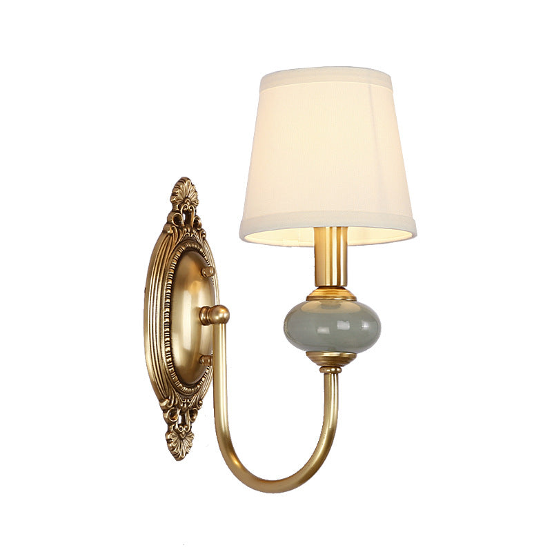 Keramische wandlamp met stoffen kap - 1 of 2 lichtpunten - E27 - diverse kleuren & stijlen | Sansoti