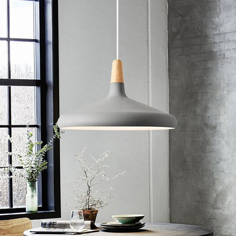 Hanglamp Scandinavisch Aluminium Hout Wit E27 Eettafel Woonkamer Minimalistisch Design Verlichting Keukeneiland | Sansoti