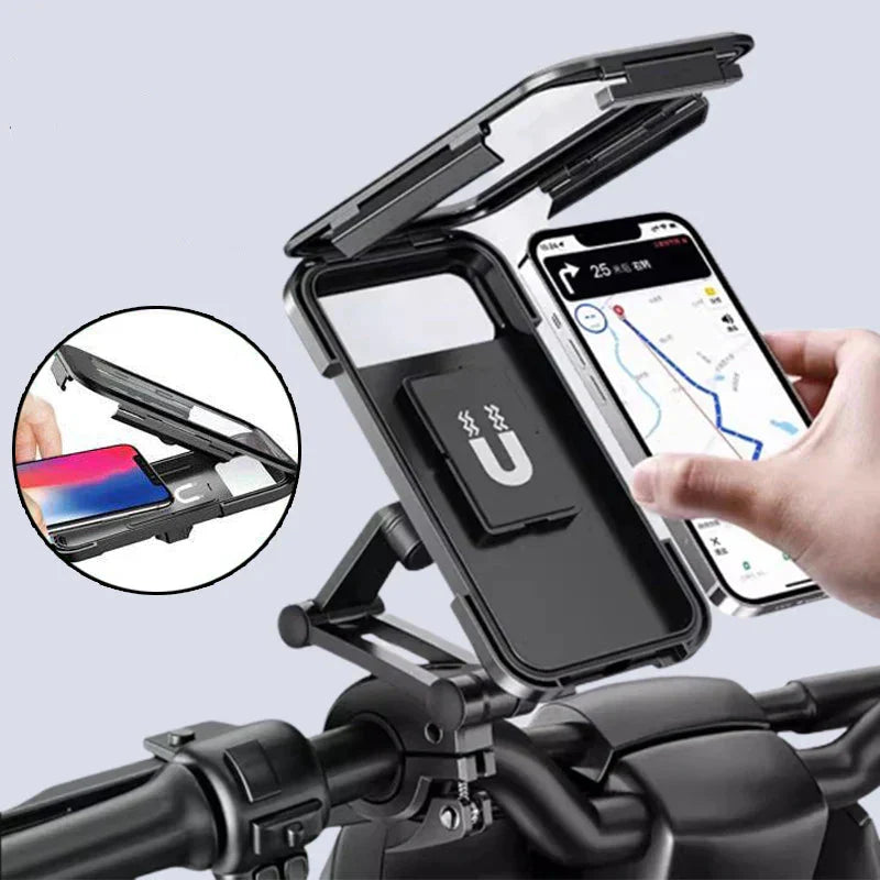 Waterdichte Telefoonhouder voor Fiets met 15W Draadloze Powerbank Zwart | Sansoti