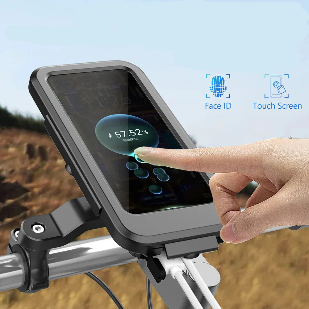 Waterdichte Telefoonhouder voor Fiets met 15W Draadloze Powerbank Zwart | Sansoti