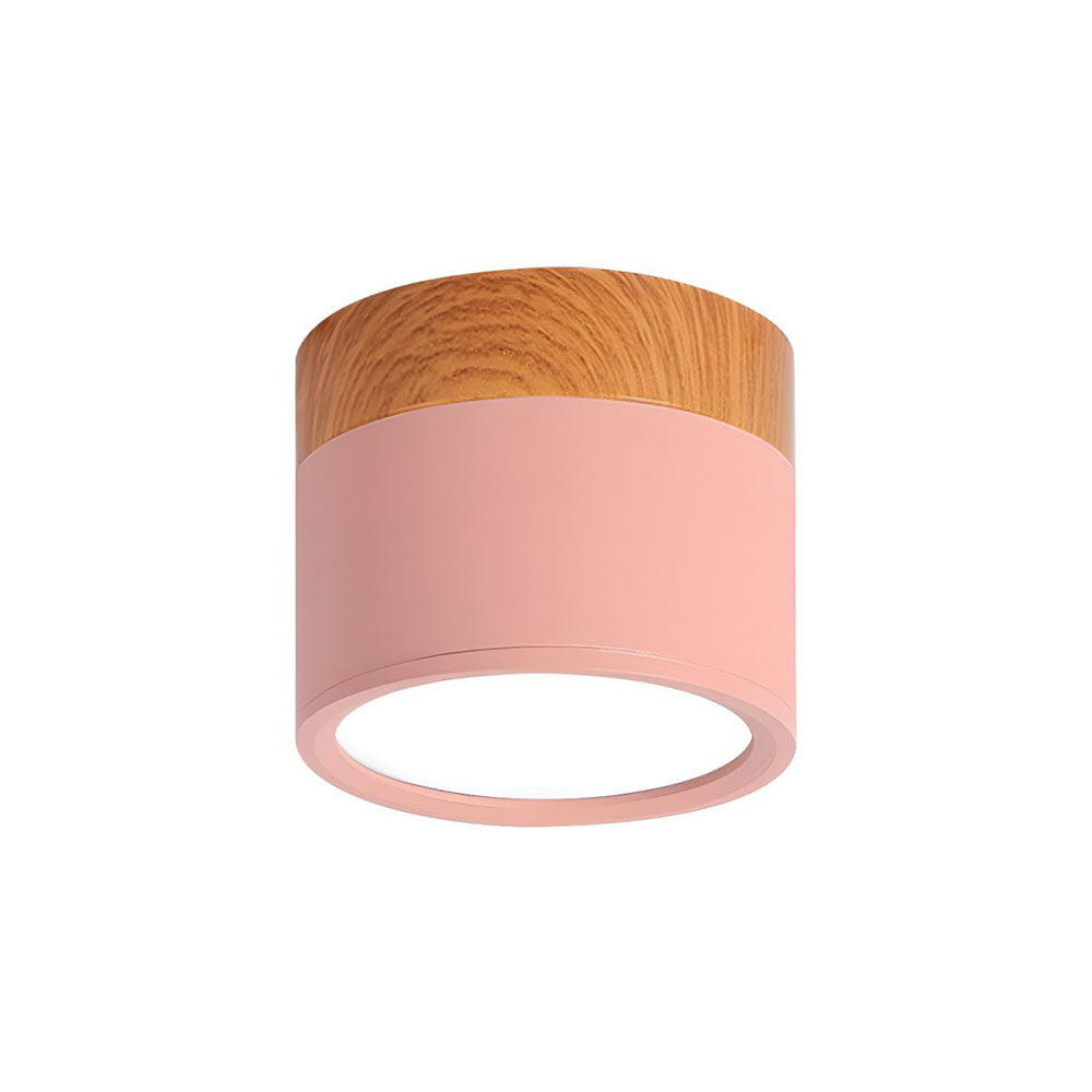 Cylinder kleine Deckenleuchte LED Holz modern Decke Flur Wohnzimmer kompakt Design | Restfield