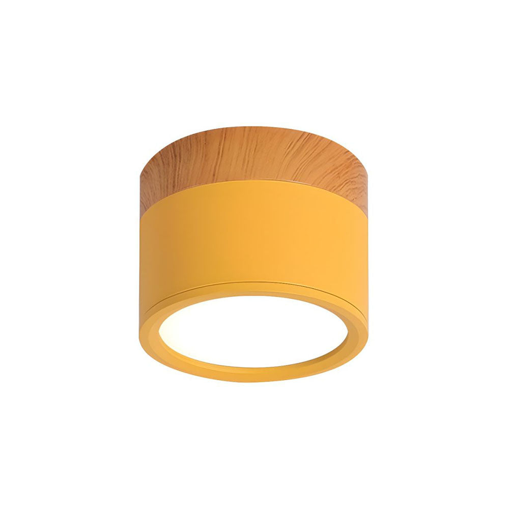 Cylinder kleine Deckenleuchte LED Holz modern Decke Flur Wohnzimmer kompakt Design | Restfield
