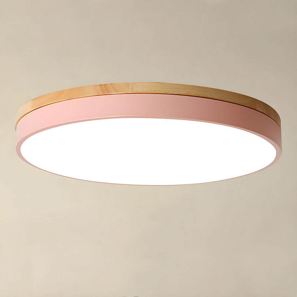 Plafondlamp Hout Rond LED met Acryl – Dimbaar Warm Licht Scandinavisch Design Woonkamer Slaapkamer 30cm 40cm 50cm 60cm | Sansoti