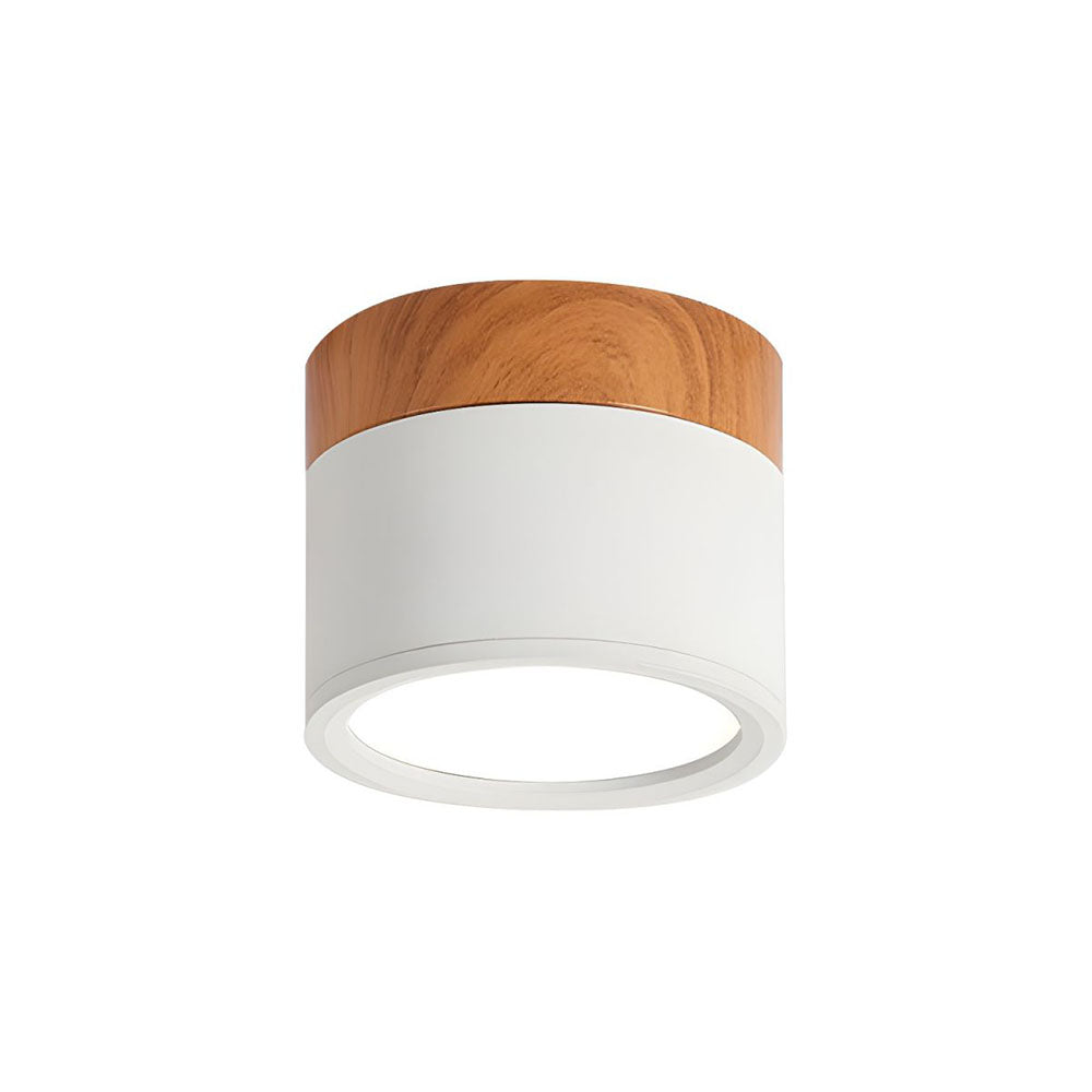 Cylinder kleine Deckenleuchte LED Holz modern Decke Flur Wohnzimmer kompakt Design | Restfield