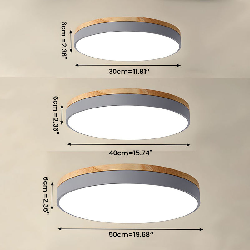 Ronde Plafondlamp met LED en Natuurlijk Hout — Scandinavisch Design met Dimfunctie | Sansoti