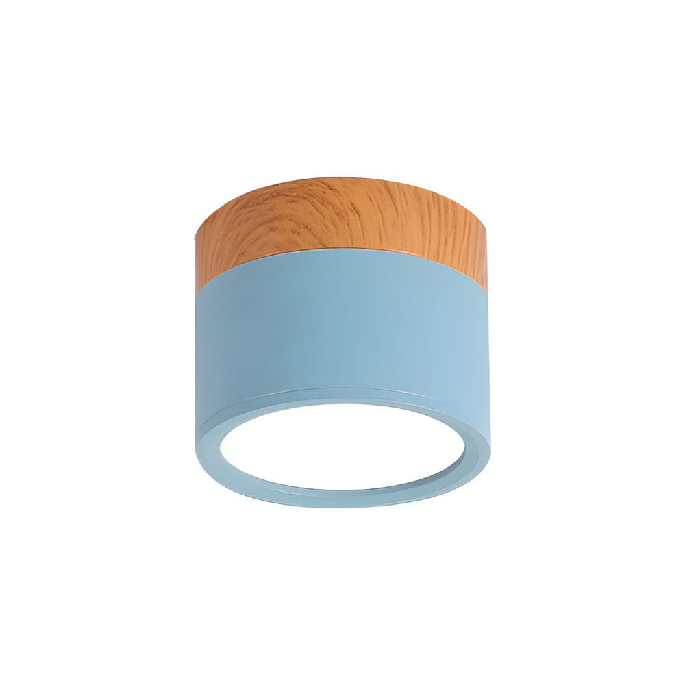 Cylinder kleine Deckenleuchte LED Holz modern Decke Flur Wohnzimmer kompakt Design | Restfield