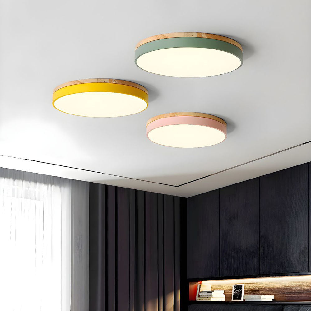 Ronde Plafondlamp met LED en Natuurlijk Hout — Scandinavisch Design met Dimfunctie | Sansoti