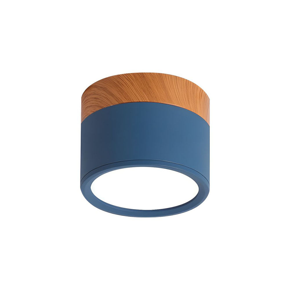 Cylinder kleine Deckenleuchte LED Holz modern Decke Flur Wohnzimmer kompakt Design | Restfield