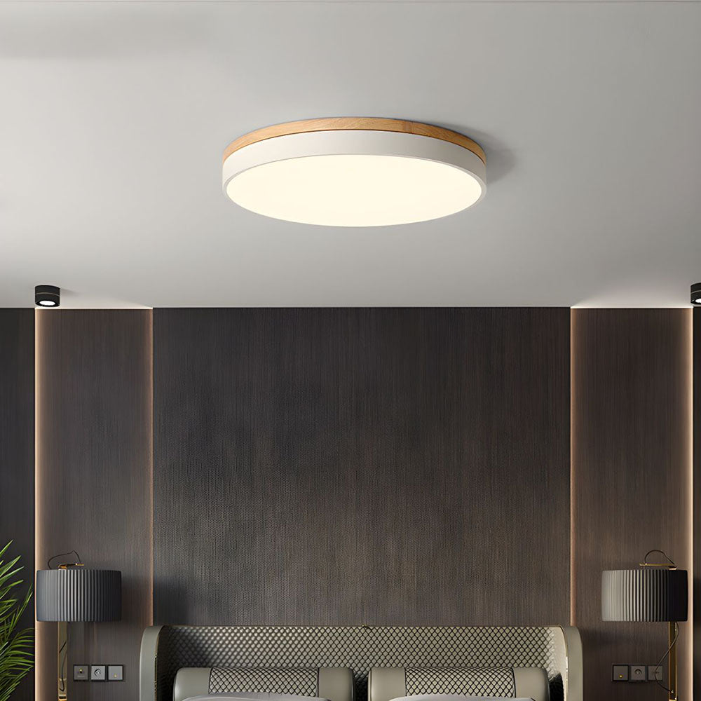 Ronde Plafondlamp met LED en Natuurlijk Hout — Scandinavisch Design met Dimfunctie | Sansoti