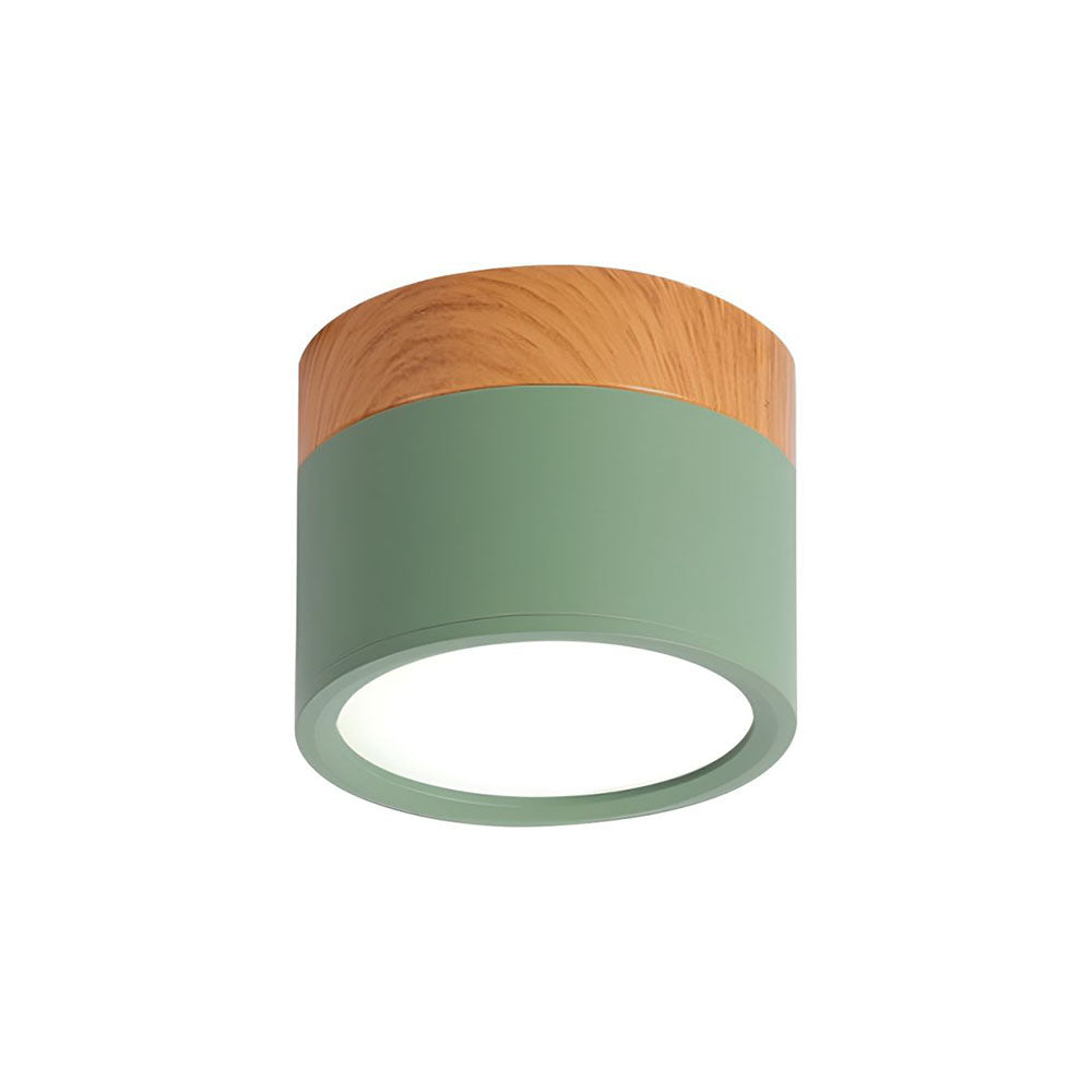 Cylinder kleine Deckenleuchte LED Holz modern Decke Flur Wohnzimmer kompakt Design | Restfield