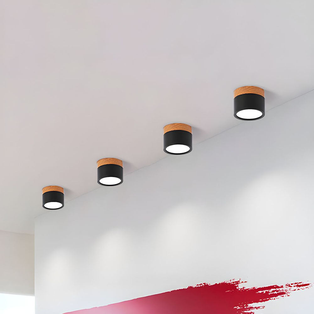 Cylinder kleine Deckenleuchte LED Holz modern Decke Flur Wohnzimmer kompakt Design | Restfield