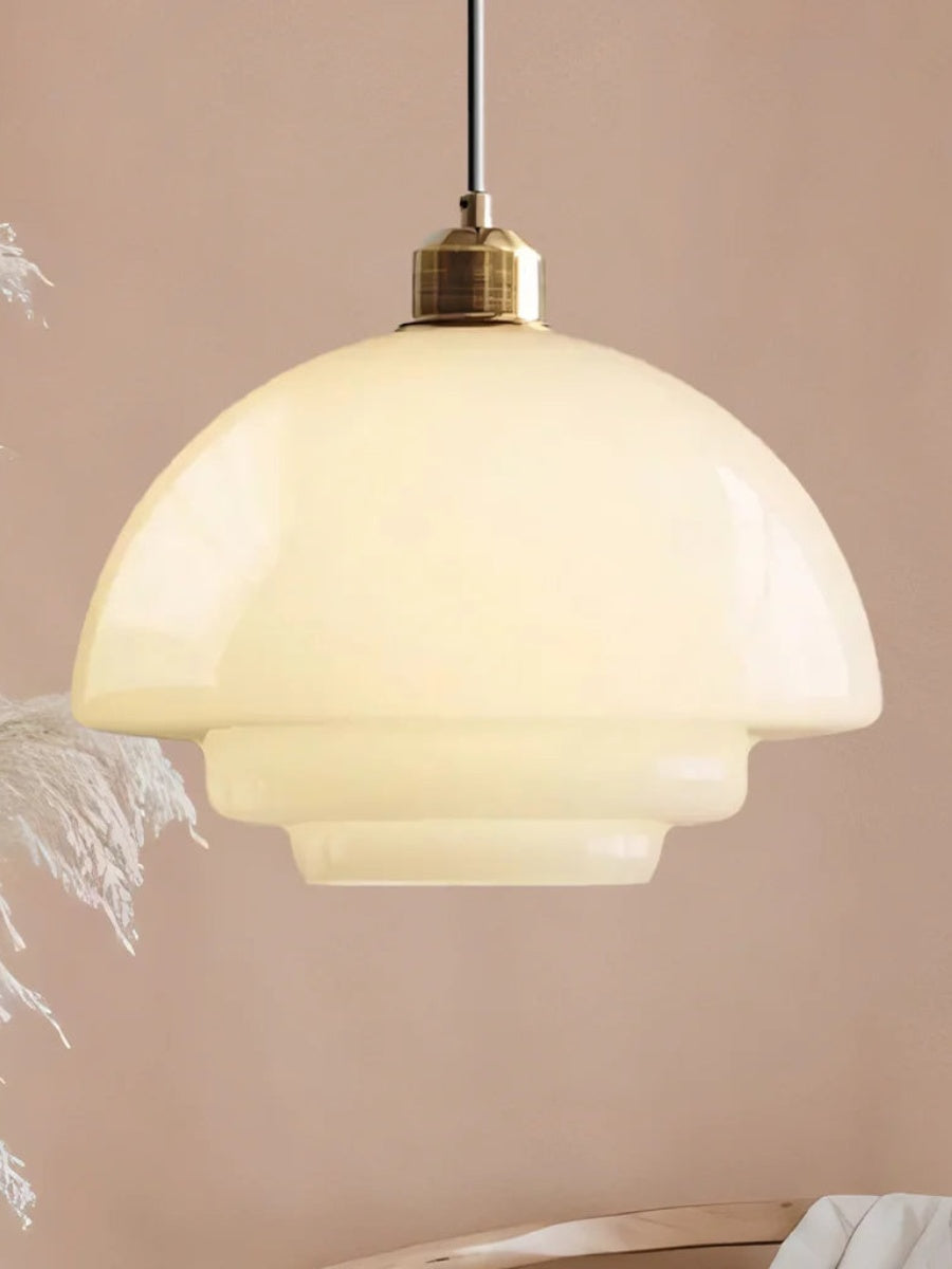 Glazen Hanglamp met Gelaagd Design – Melkwit Matglas voor Eetkamer en Woonkamer | Sansoti