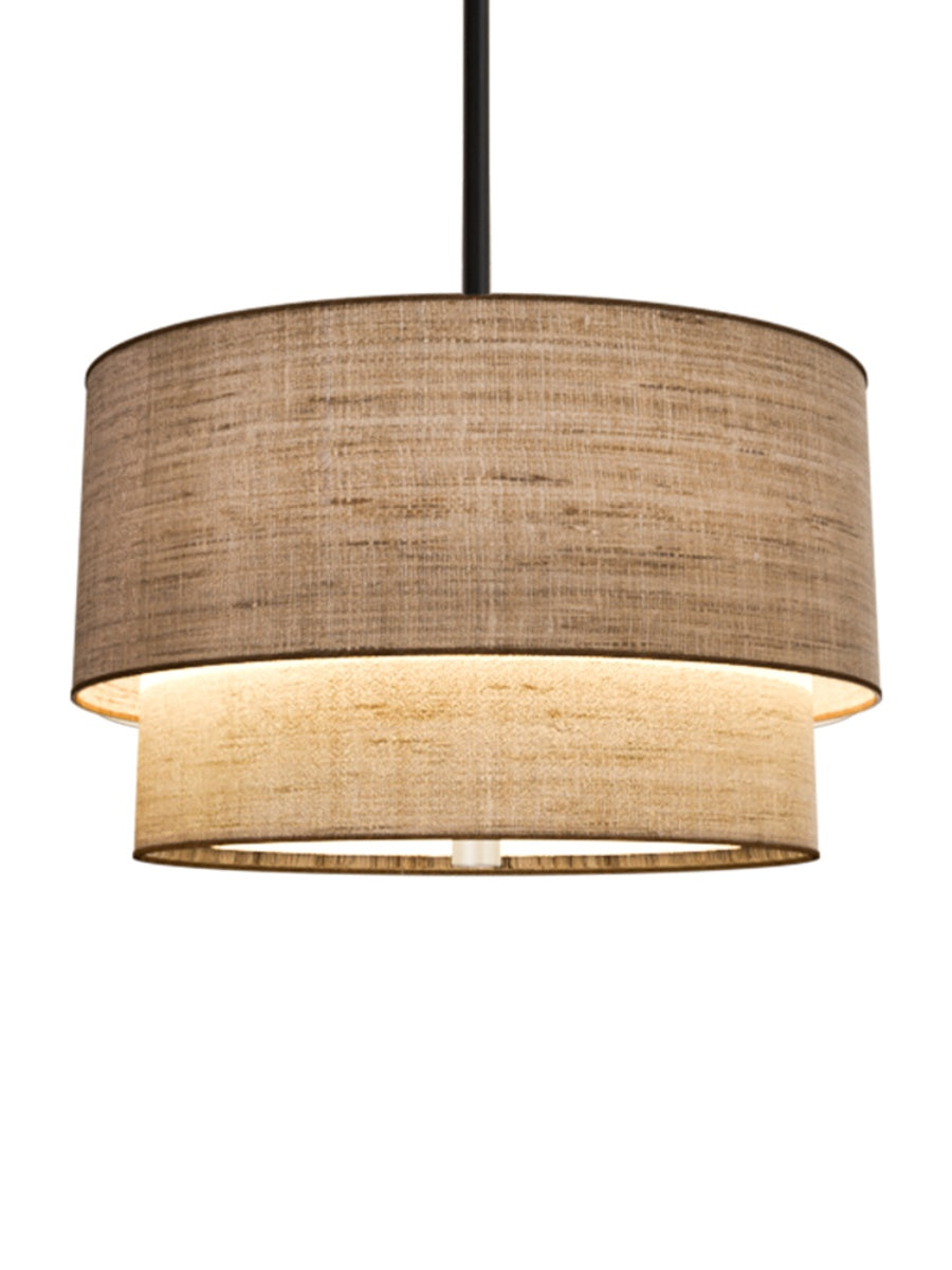 Dubbele Stoffen Drum Hanglamp – Moderne Gelaagde Kap Plafondlamp voor Eetkamer Woonkamer | Sansoti