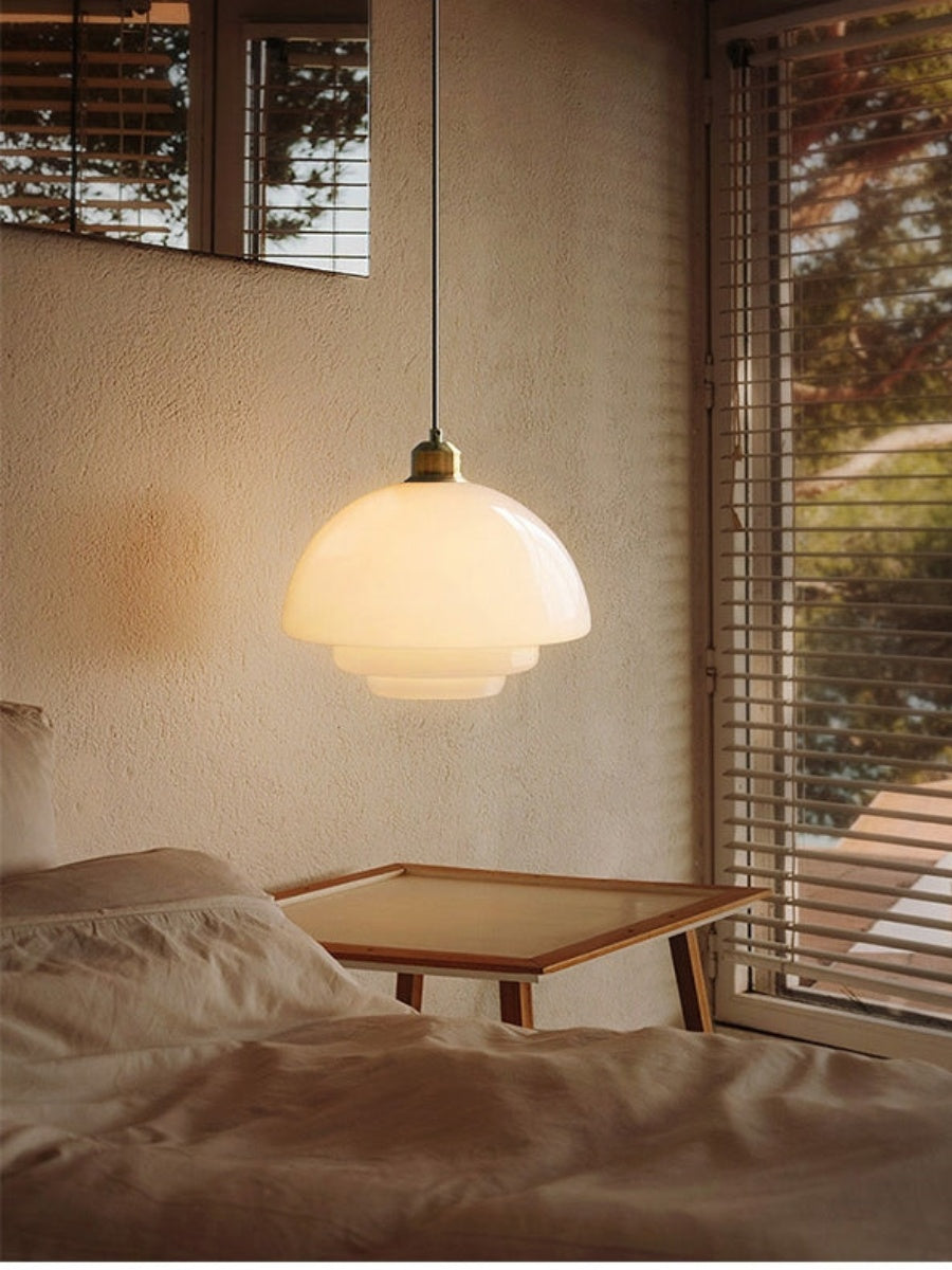 Glazen Hanglamp met Gelaagd Design – Melkwit Matglas voor Eetkamer en Woonkamer | Sansoti