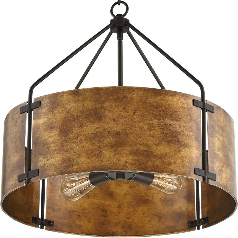 Industriële Hanglamp Trommel Roest Brons Metalen Kap 4 Lichtpunten Vintage Design Keukeneiland Eettafel Eetkamer | Sansoti