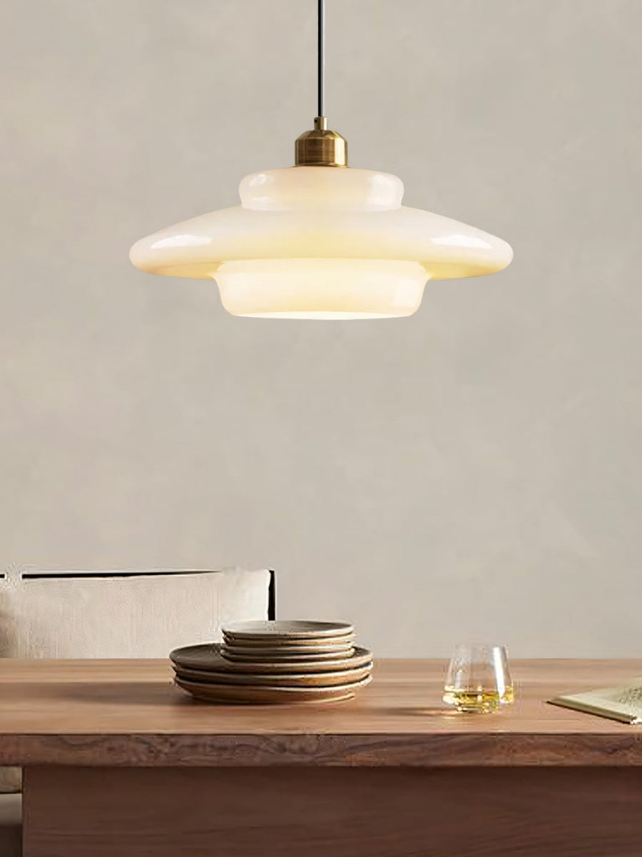 Glazen Hanglamp met Gelaagd Design – Melkwit Matglas voor Eetkamer en Woonkamer | Sansoti