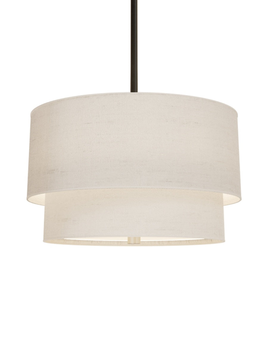 Dubbele Stoffen Drum Hanglamp – Moderne Gelaagde Kap Plafondlamp voor Eetkamer Woonkamer | Sansoti