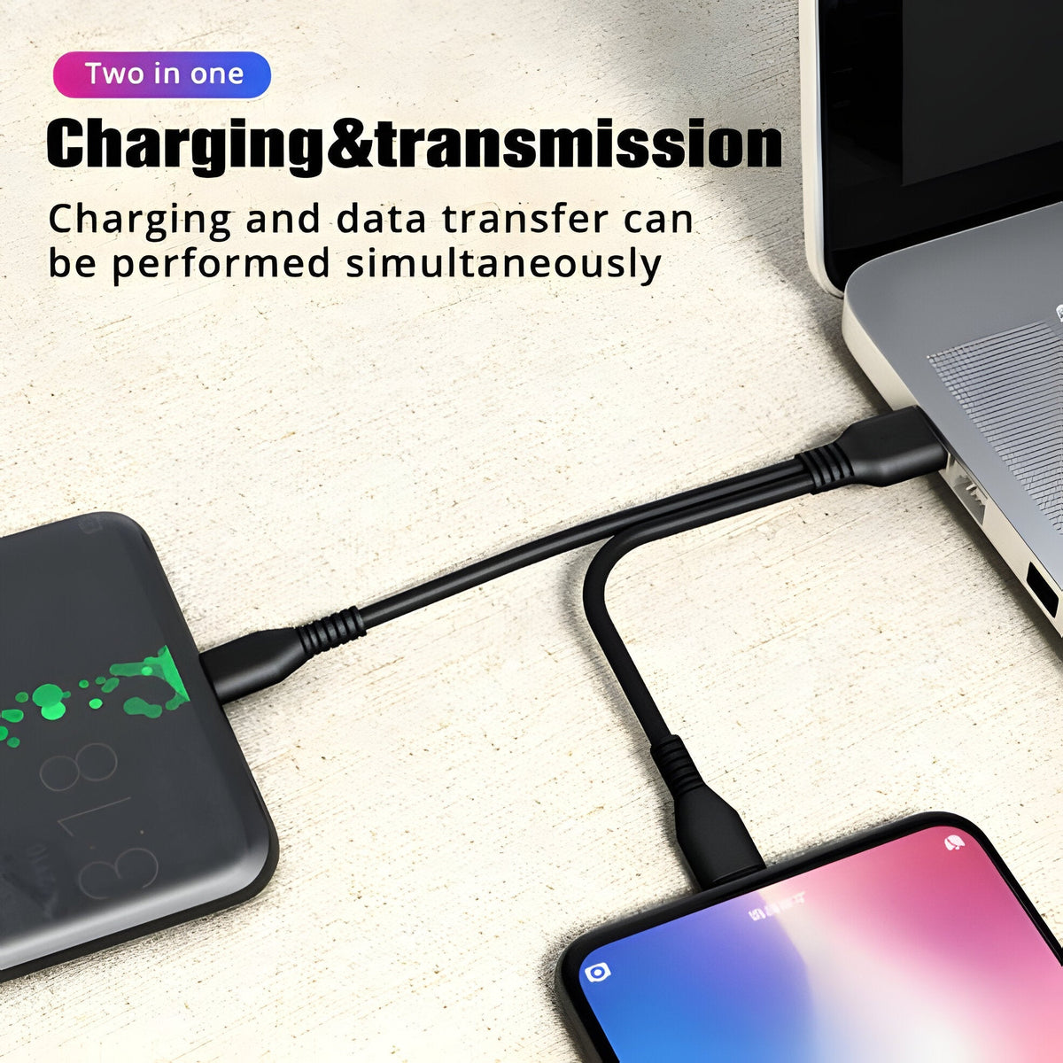 Câble de charge double avec ports Multi-USB pour charger les smartphones et tablettes, charge rapide, accessoires pour gadgets technologiques | Sansoti
