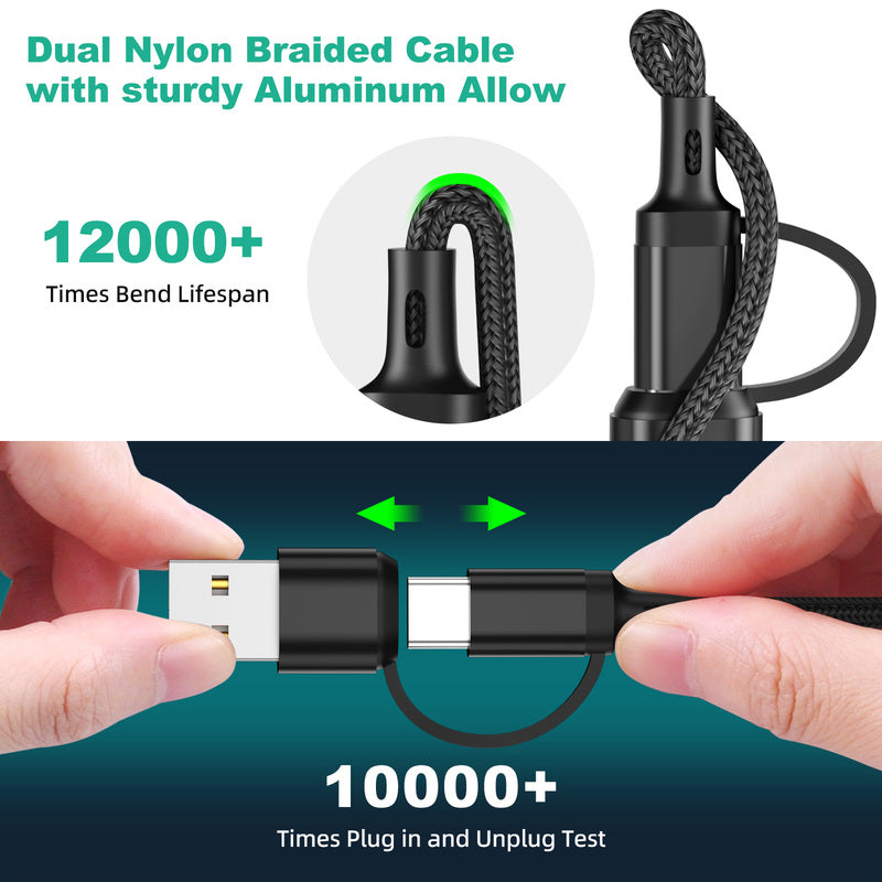 3-in-1 Oplaadkabel USB Multi Connector Type-C Micro USB 6A Snelladen voor Smartphones | Sansoti