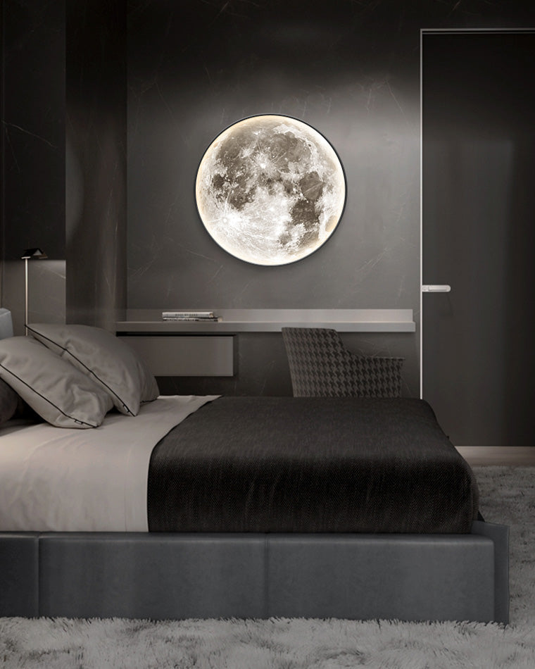 Wandlamp Maan Muurschildering LED Dimbaar Afstandsbediening Woonkamer Slaapkamer | Sansoti