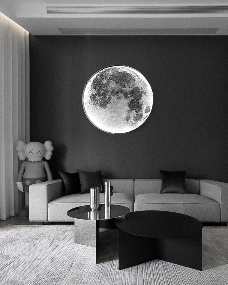 Wandlamp Maan Muurschildering LED Dimbaar Afstandsbediening Woonkamer Slaapkamer | Sansoti