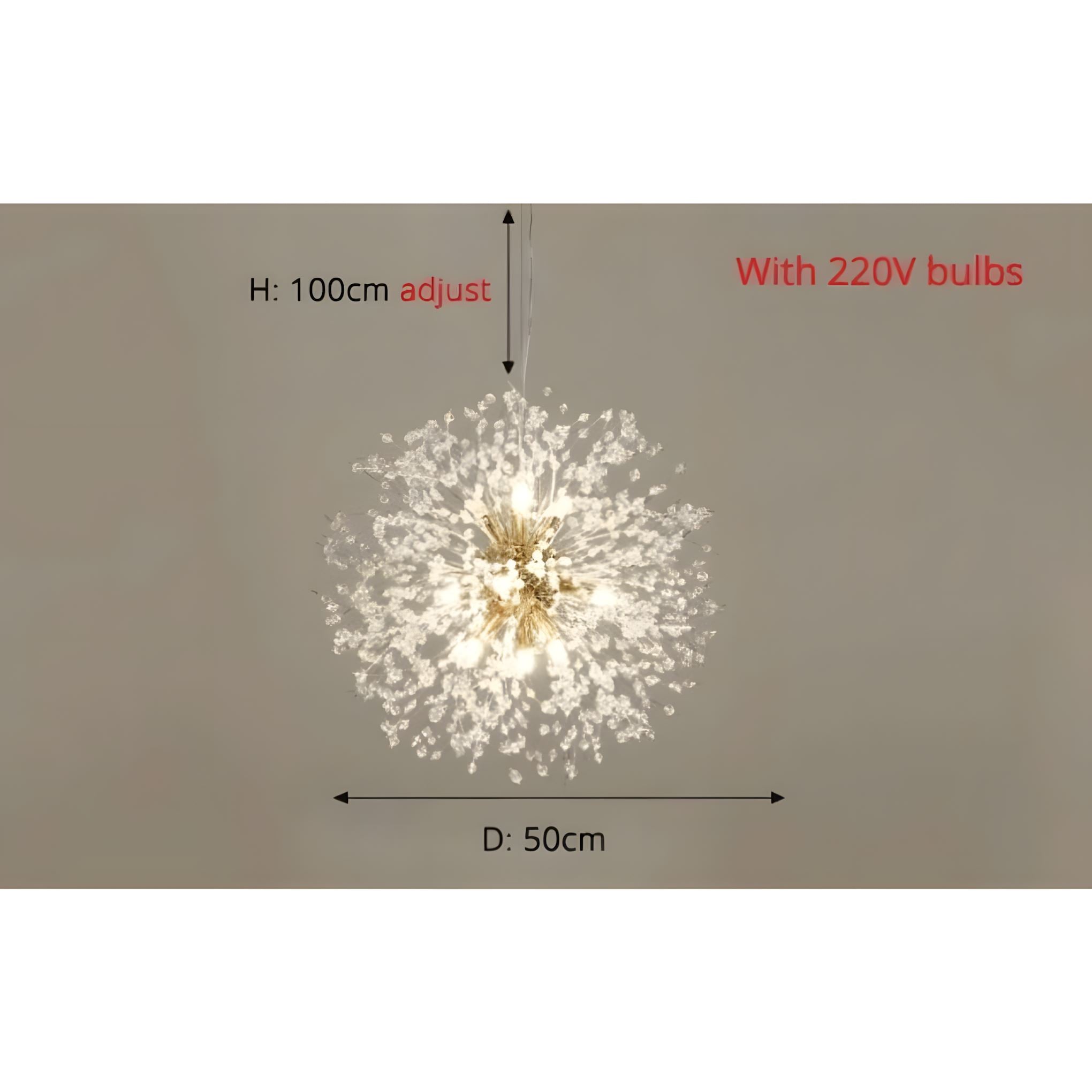 Lustre moderne en cristal pissenlit avec LED G9 et finition métal de luxe | Restfield