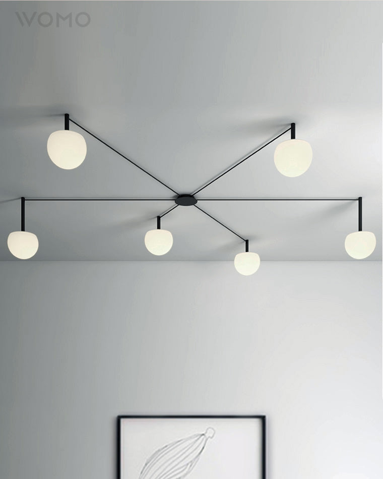 Plafondlamp Glazen Bollen Verstelbaar Metaal Wit Woonkamer Slaapkamer Modern | Sansoti