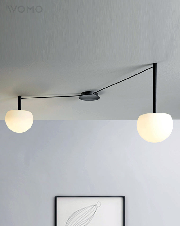 Plafondlamp Glazen Bollen Verstelbaar Metaal Wit Woonkamer Slaapkamer Modern | Sansoti