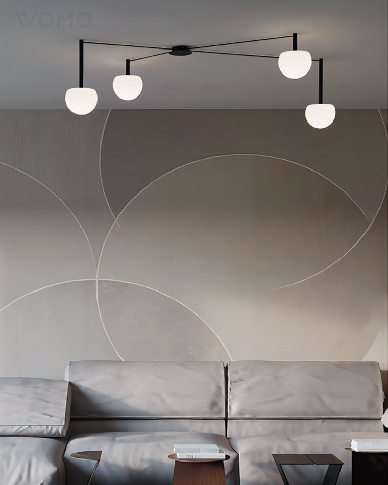 Plafondlamp Glazen Bollen Verstelbaar Metaal Wit Woonkamer Slaapkamer Modern | Sansoti