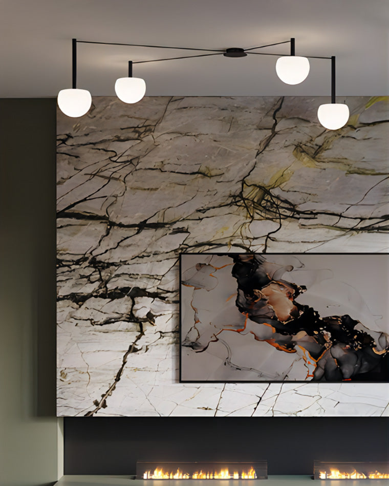 Plafondlamp Glazen Bollen Verstelbaar Metaal Wit Woonkamer Slaapkamer Modern | Sansoti