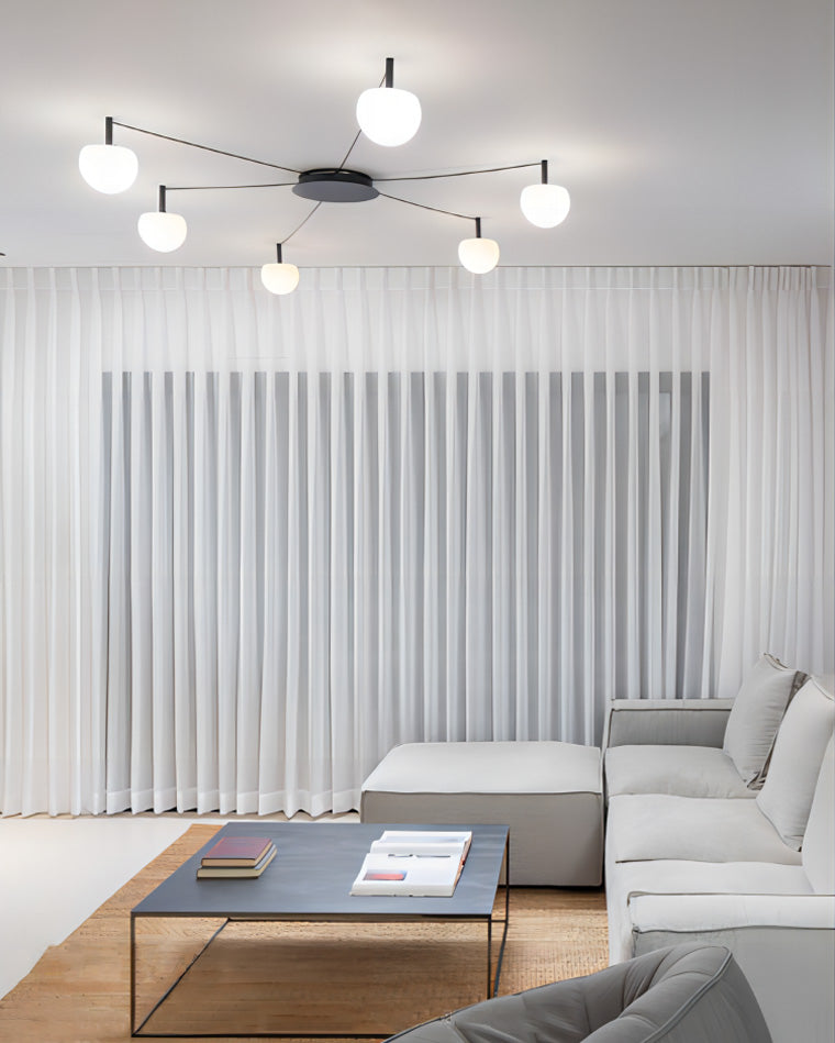 Plafondlamp Glazen Bollen Verstelbaar Metaal Wit Woonkamer Slaapkamer Modern | Sansoti